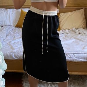 Silk Black & White Midi Skirt